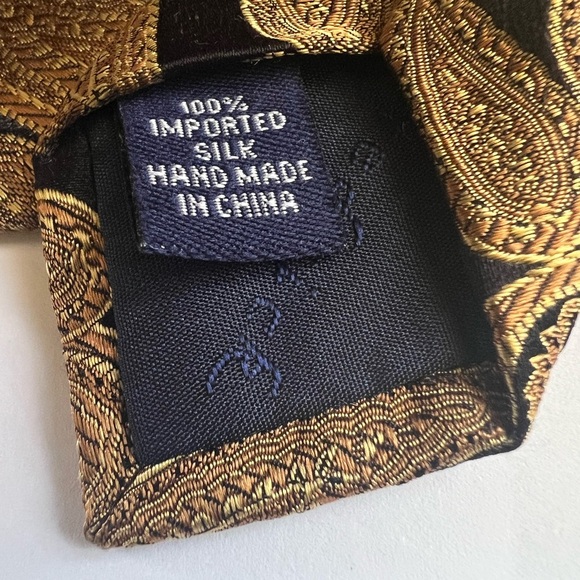 Paul Fredrick Gold and Black Paisley Tie Accessories - Picture 3 of 4